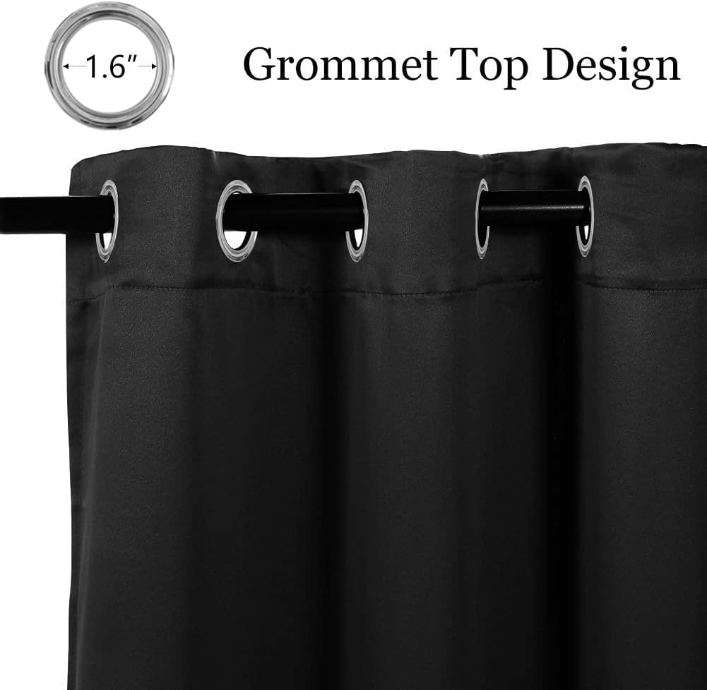 MYSKY HOME – Cortina opaca para dormitorio, con ojales, increíble tejido triple y aislamiento térmico, 1 panel de cortina de 132 x 241 cm, negro