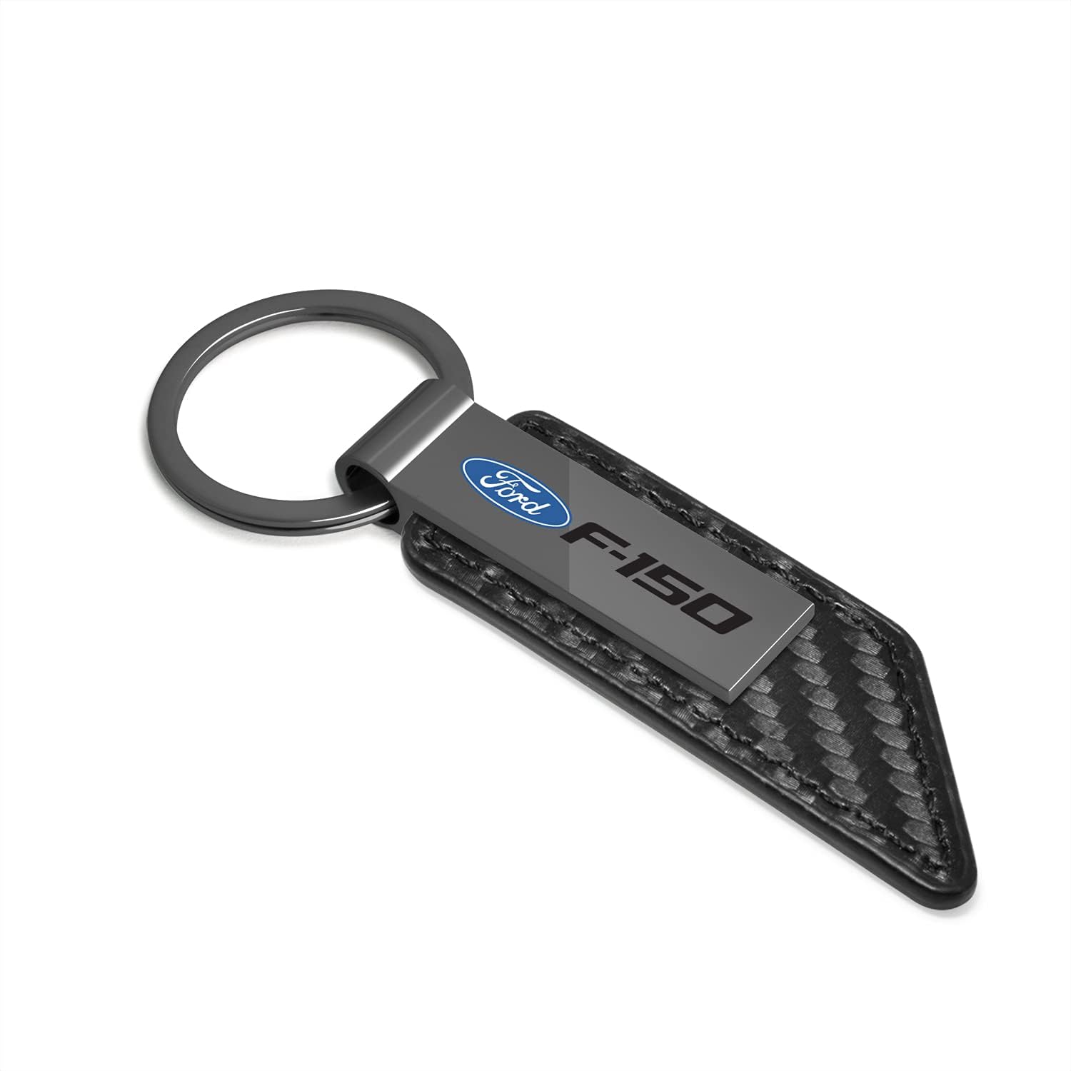 Compatible con Ford F-150 Gunmetal Negro Gris Metal Fibra de Carbono Textura Negro Cuero Llavero