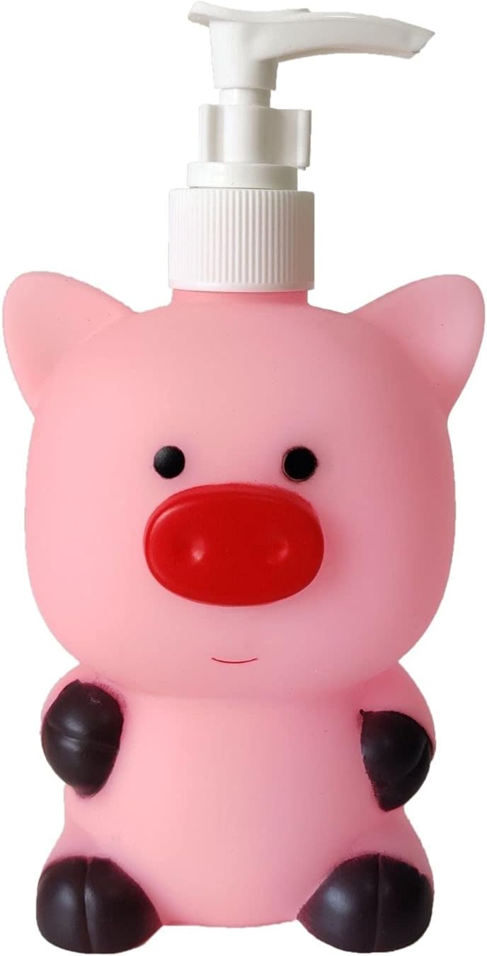 Dispensador de jabón de manos recargable de vinilo Pink Pig Dispensador de champú botella desinfectante de 11 oz para bebés niños adultos para