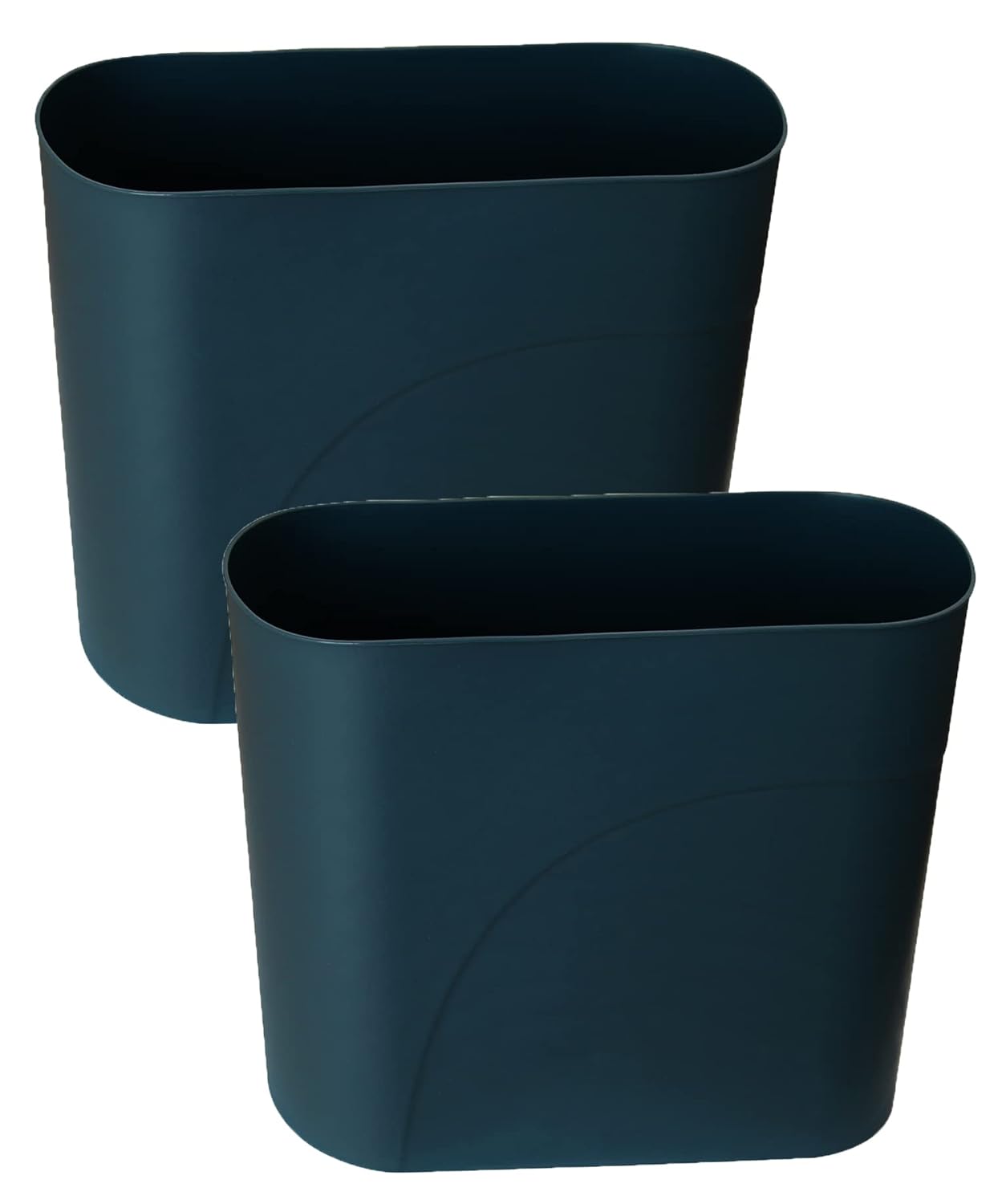 HMQCI Cubo de basura pequeño rectangular de plástico, contenedor de basura, 3 galones (azul marino, 3 galones (paquete de 2))