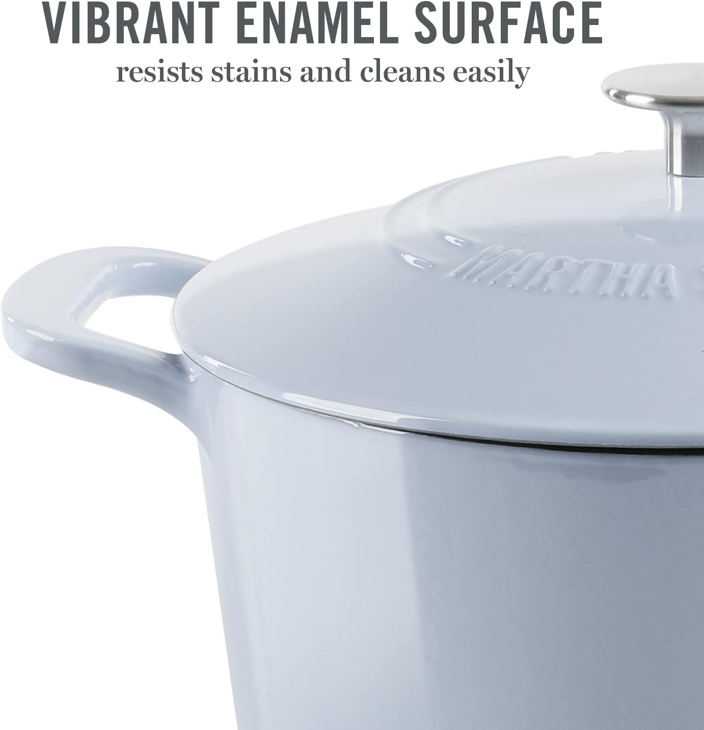 MARTHA STEWART Gatwick – Horno holandés de hierro fundido esmaltado de 7 cuartos de galón, color lavanda