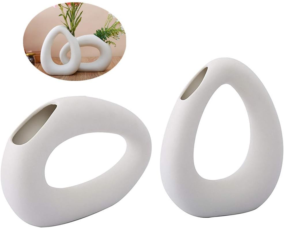 Anding – Jarrón de cerámica blanco, diseño mate, ideal para regalar flores a tus amigos y familia para boda, mesa jarrón, perfecto para decoración
