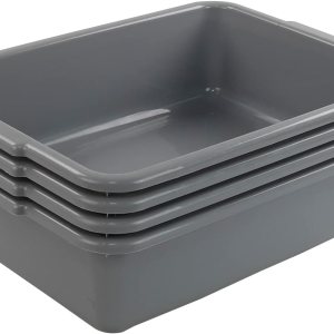 4 paquetes caja de autobús comercial gris de 13 litros, tina de autobús utilitaria plástica 4 paquetes caja de autobús comercial gris de 13 litros, tina de autobús utilitaria plástica