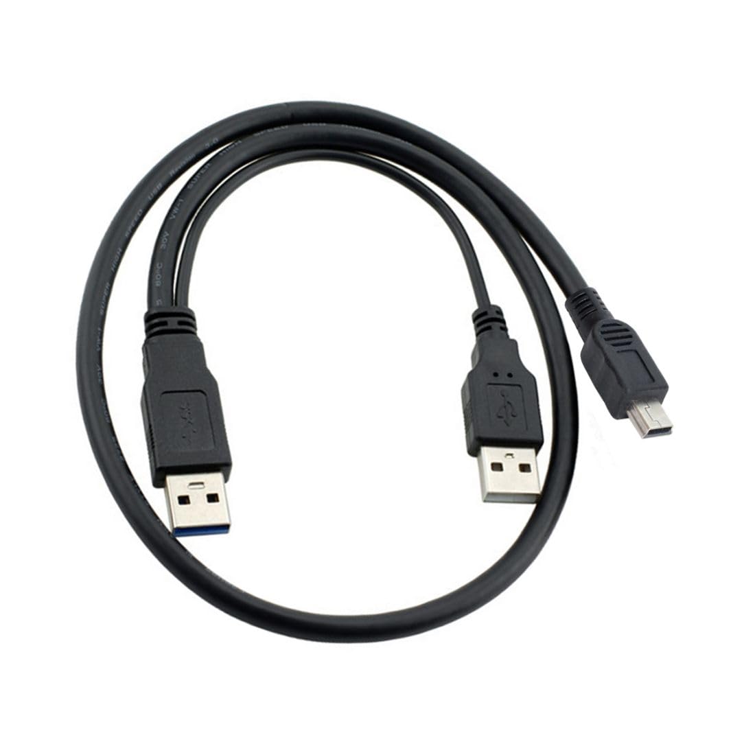 chenyang Cable de datos USB 2.0 a Mini USB 5Pin con cable de alimentación adicional para unidad de disco duro