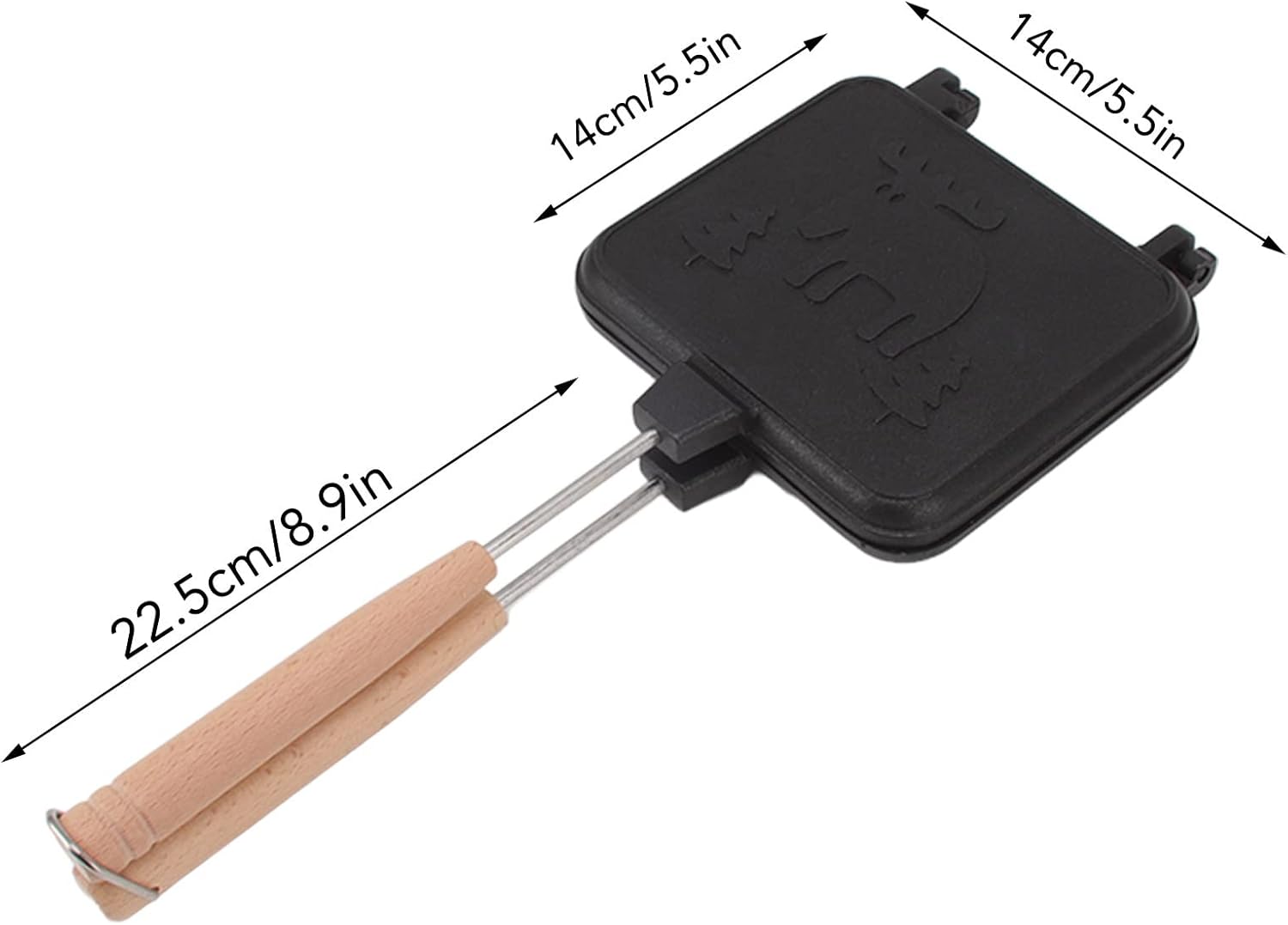 Sartén para sándwich, doble cara a prueba de palillos con mango desmontable para bistec, pan, huevo