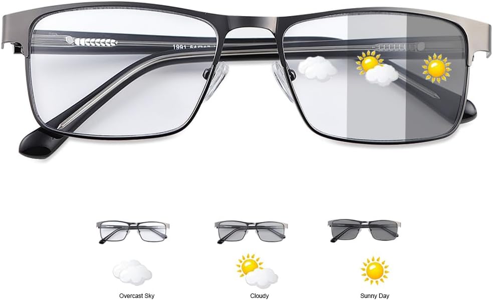 YIMI Lentes de sol fotocromáticos para miopía con bisagra de resorte UV400, lentes de sol con luz azul para hombres y mujeres (negro, -2.5,