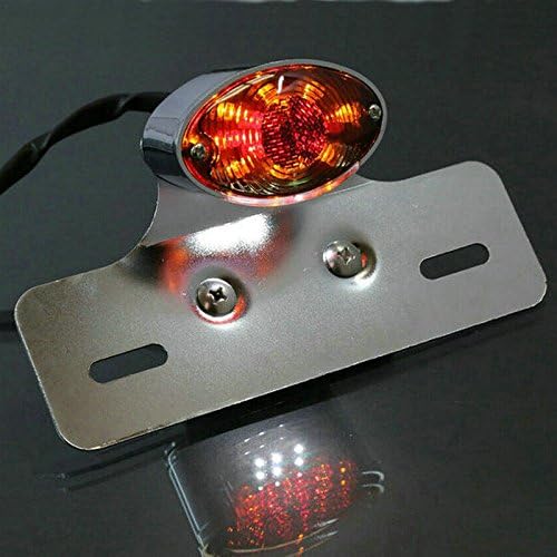 Heinmo Luz trasera de ojo de gato doble para motocicleta, soporte para placa de matrícula personalizada, luz trasera negra, luz de freno, luz