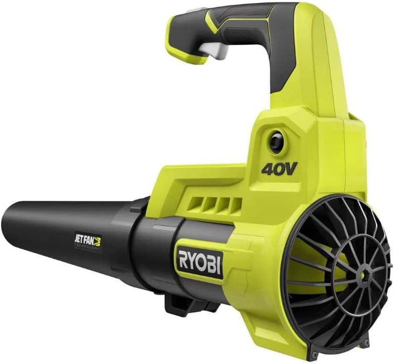 Paquete de cuidado del césped RYOBI 110 MPH 525 CFM 40 voltios de iones de litio inalámbrico de velocidad variable ventilador de chorro desnudo