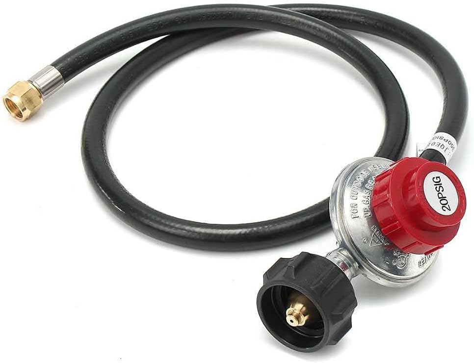 Hooshing Regulador ajustable de propano de alta presión de 5 pies 0-20PSI con manguera tipo QCC1 se adapta a tanques de propano más nuevos, quemador