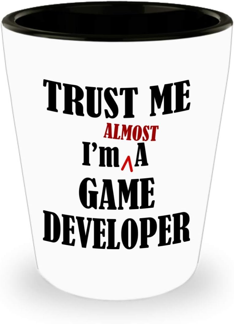 Cute Gifts Idea for Game Developer Designer Trainee Shot Glass Tequila Shotglass Novelty Drinkware – Aspiring Video Gaming Design Dev Team