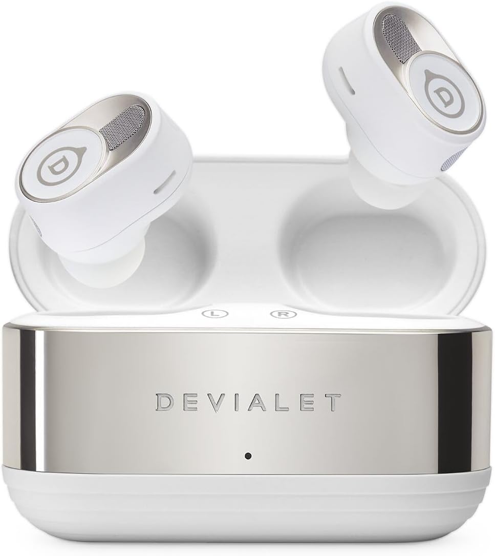 Devialet – Auriculares inalámbricos verdaderos – Gemini II – Blanco icónico – para música diaria y sonido de viaje – Cancelación de ruido – Ajuste