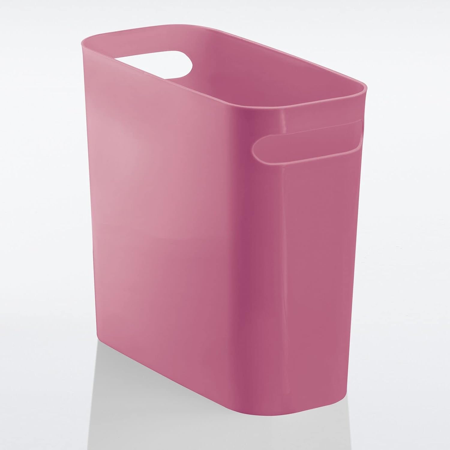 Cubo de basura mDesign rectangular, de plástico, con asas, para baño, cocina, hogar, oficina, dormitorio, habitación de niños, 10 pulgadas de alto,