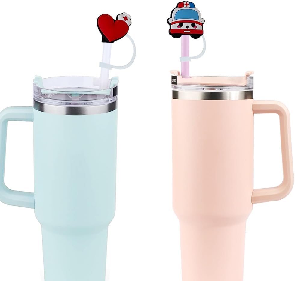 Lindas fundas con diseño de caricaturas, punta de popote de silicona reutilizable de grado alimenticio, divertidas cubiertas para popote, tapones