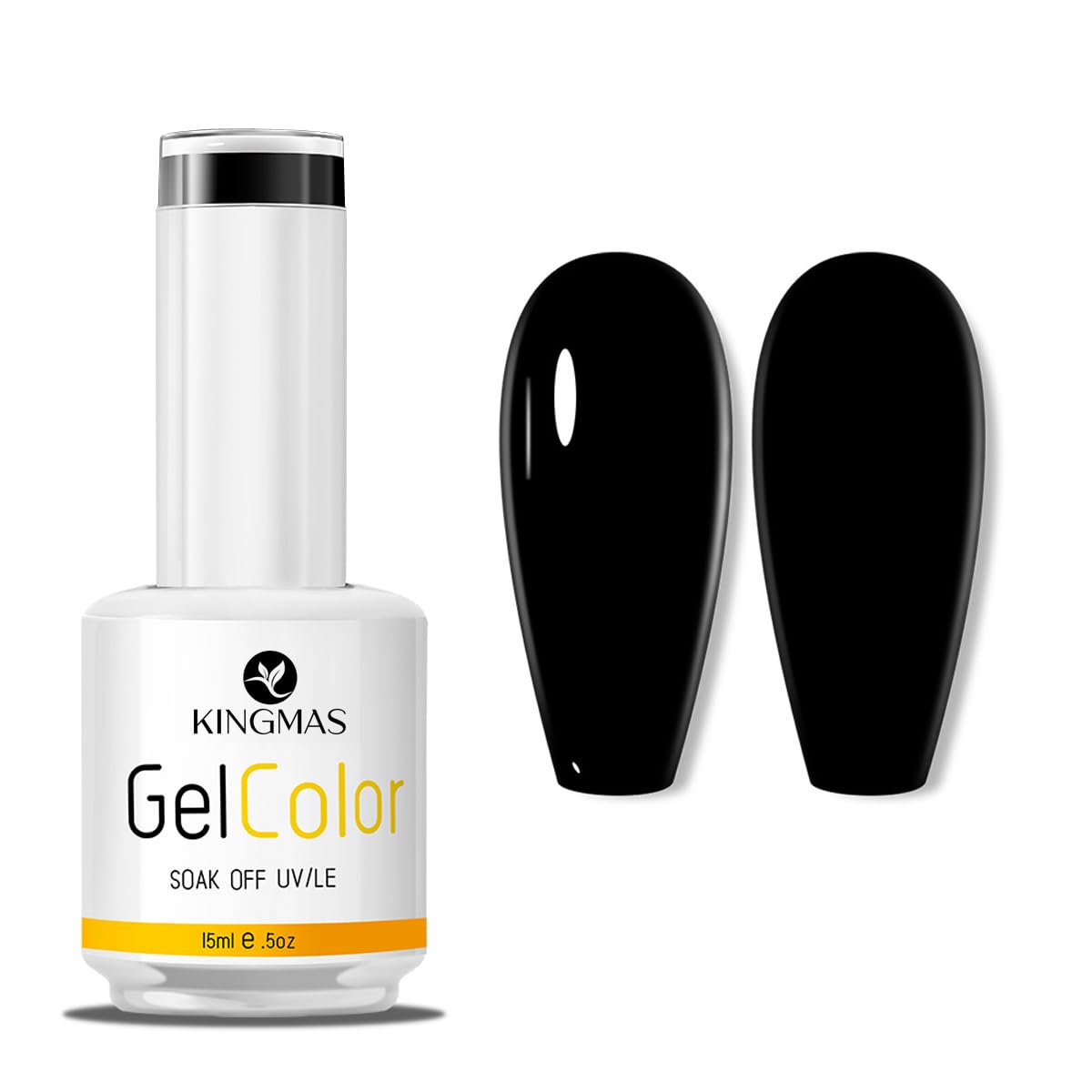 KINGMAS Esmalte de uñas de gel negro, 1 unidad de 0.5 fl oz (0.5 fl oz) para remojar arte de uñas, salón de manicura, lámpara de uñas de gel,