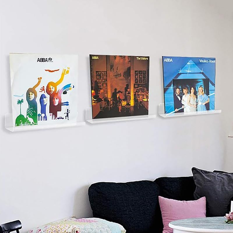 Soporte de acrílico transparente para registro montado en la pared para álbum de vinilo, estante de almacenamiento para decoración del hogar