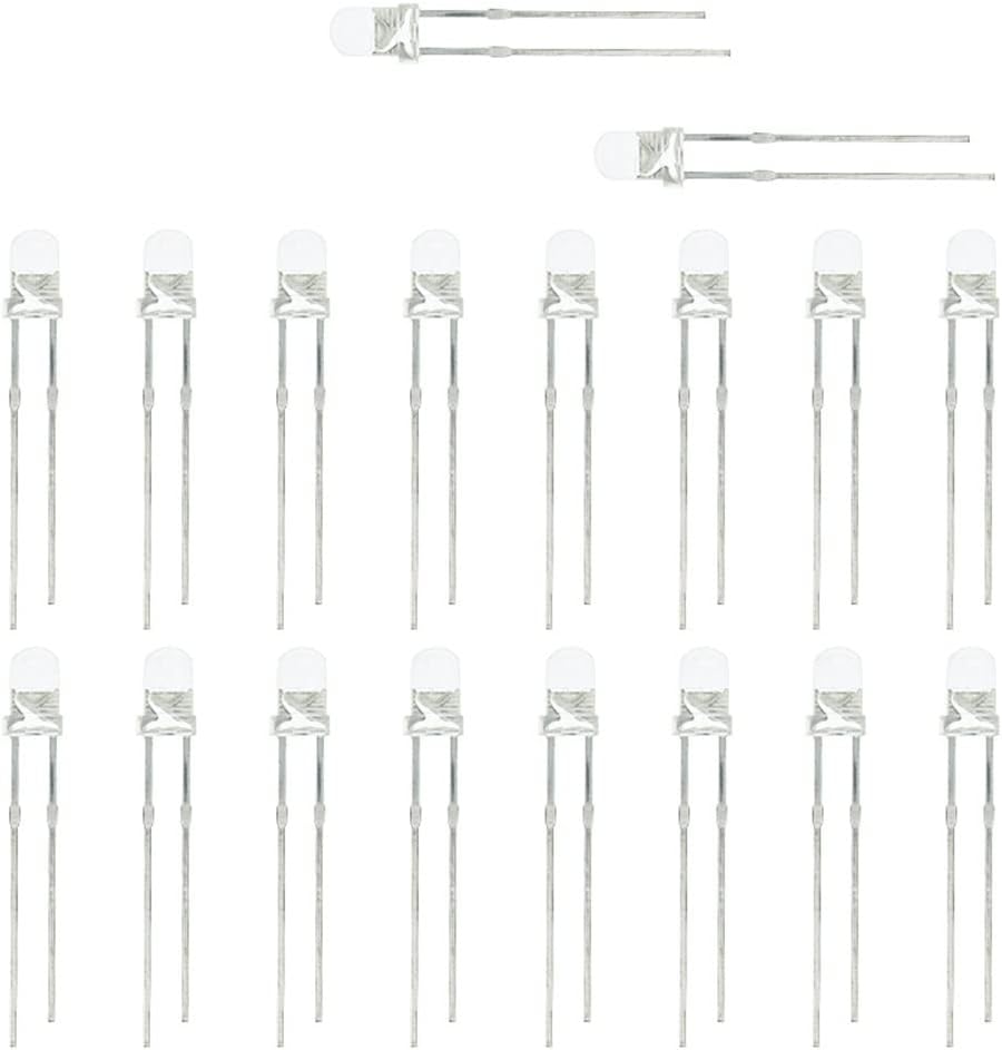 100pcs 3mm LED Light Emitting Diode Kit Warm White Red Blue Green UV Orange Yellow Pink Color Bulb Lamp Set 3V PCB Assortment Diode-Switch (Color