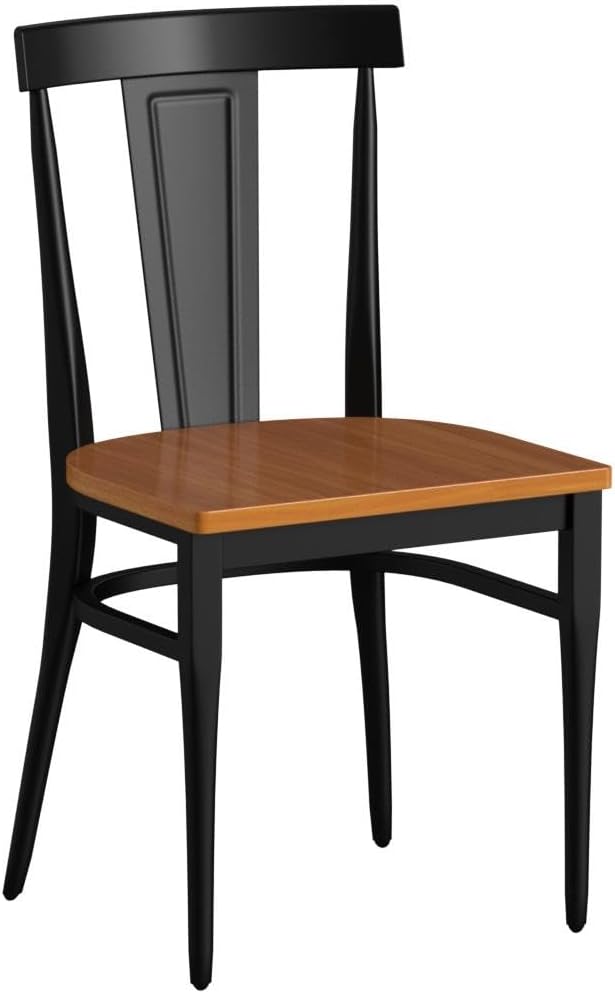 LUCKYERMORE Juego de 2 sillas de comedor de metal resistente, sillas apilables comerciales con asiento de madera, marco de metal, capacidad de 450