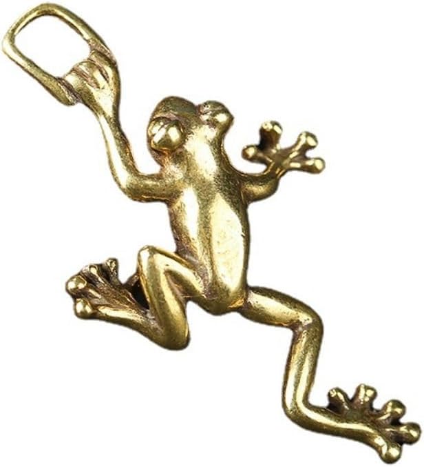 CHDHALTD Estatua de la rana saltando, llavero de metal de latón, animal, sapo, té, mascota, linda rana, figuritas en miniatura, decoración de