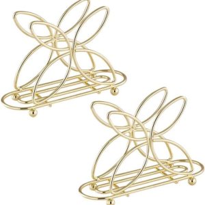 Servilleteros para mesa, juego de 2 servilleteros dorados, dispensador de pañuelos independiente de metal con diseño de mariposa, organizador de Servilleteros para mesa, juego de 2 servilleteros dorados, dispensador de pañuelos independiente de metal con diseño de mariposa, organizador de