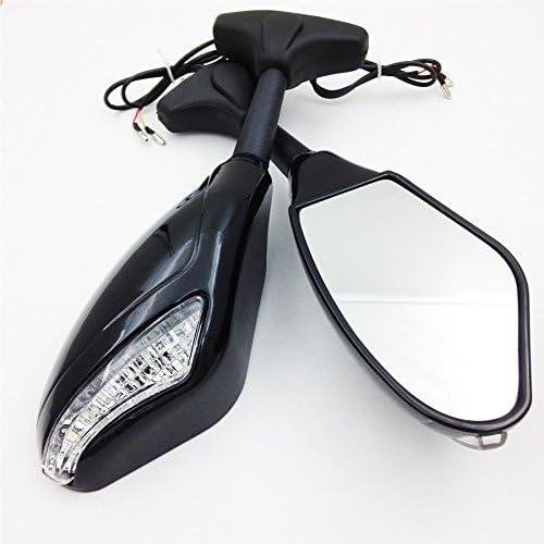 SMT-Gloss – Espejos laterales de señal de giro LED integrados color negro compatible con Suzuki GSXR 600750 GSXR 1000 1100 Hayabusa GSF 600S 1200