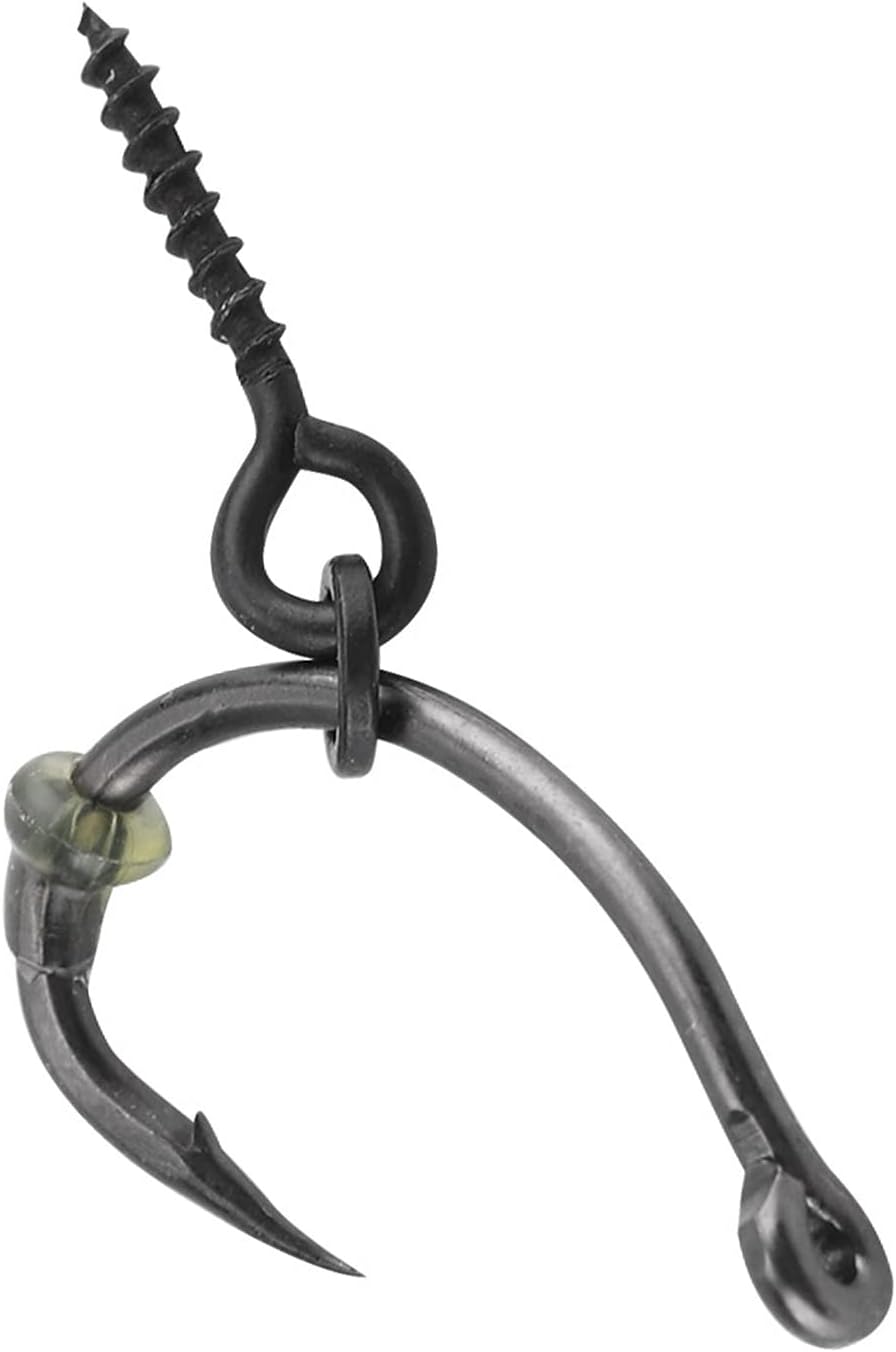 (10 tornillos de bucle+10 ganchos de 6# + 10 paradas de gancho) Kit de aparejo de pesca de carpa, anzuelos de pesca de agua dulce de alta