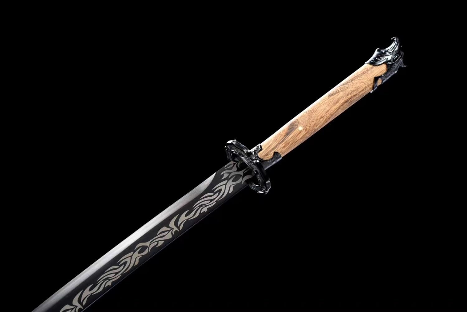 Espada de águila china real, espada ancha (hoja de acero forjada de alto carbono, accesorios de aleación, vaina de palisandro)