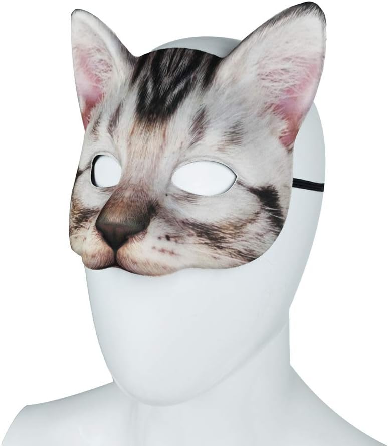 1 máscara de gato realista de Halloween, máscara de gato para Halloween, Navidad, Pascua, accesorio de fiesta de disfraces