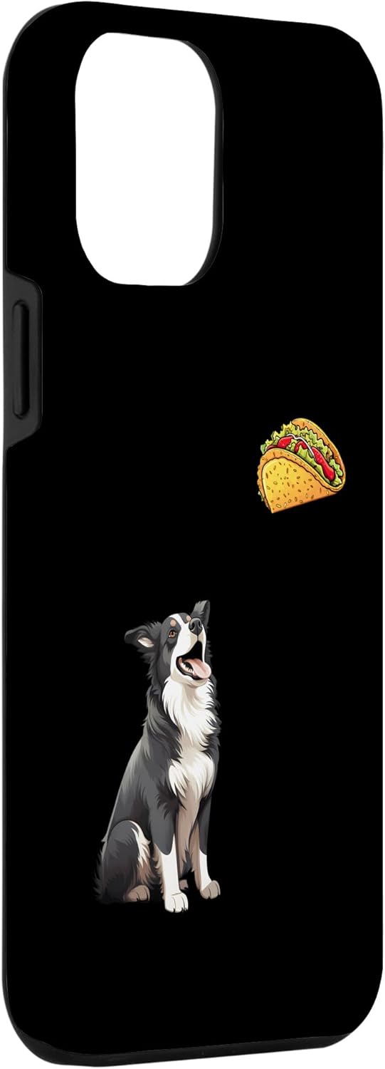 Funda para iPhone 12 Pro Max Border Collie mirando a Taco, divertida funda Border Collie