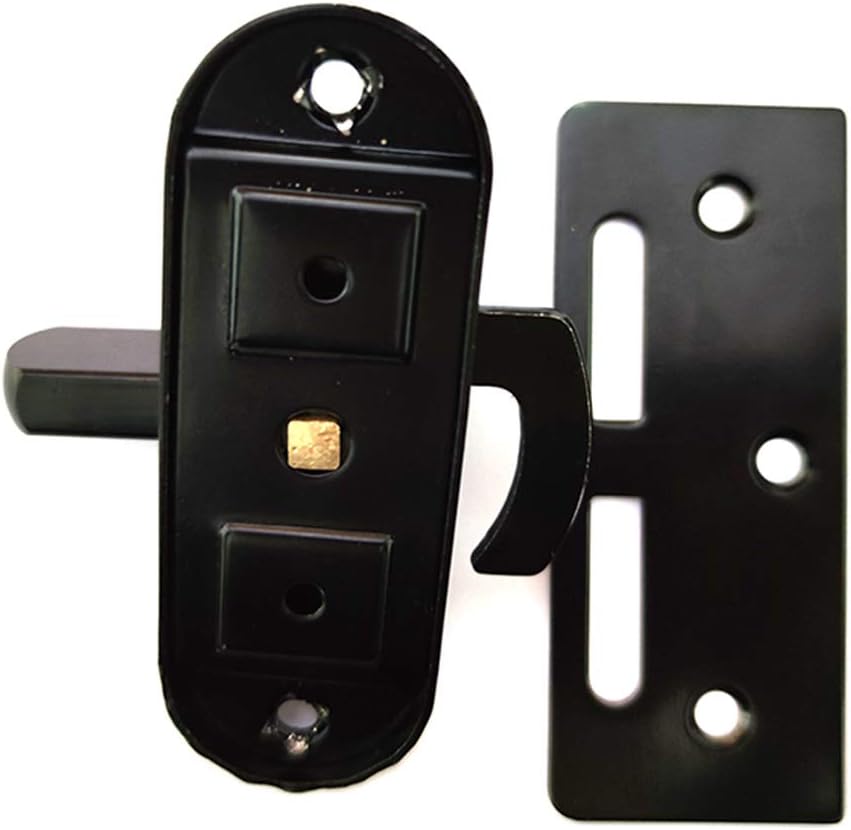 YUM, grande 90 grados flip acero inoxidable puerta corredera cerradura cerradura leva hebilla de puerta curva (negro)