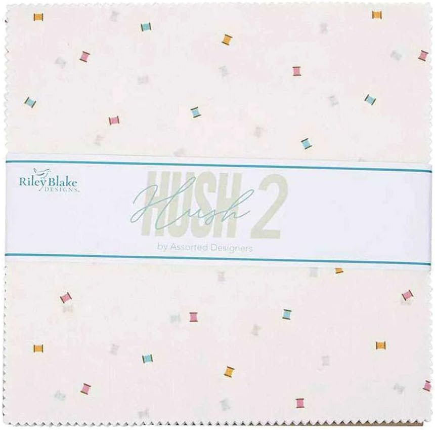 Varios diseñadores Hush Hush 2 10″ Apilador 42 10 pulgadas cuadrados capa pastel Riley Blake 10-12870-42