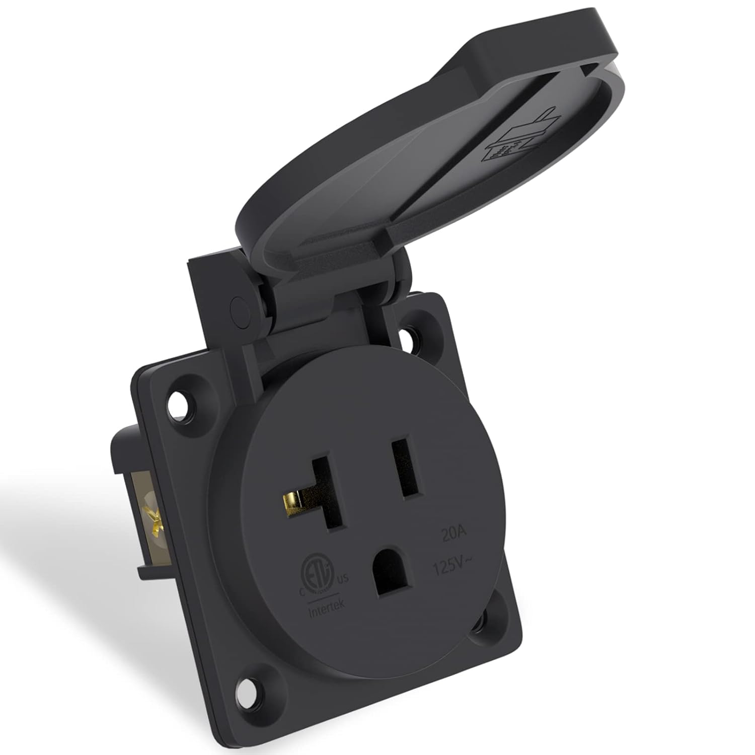 STARELO Receptáculo de 20 amperios para generador NEMA 5-20R con cubierta, 125 voltios, 2 polos, 3 cables, resistente a la intemperie, al polvo y a