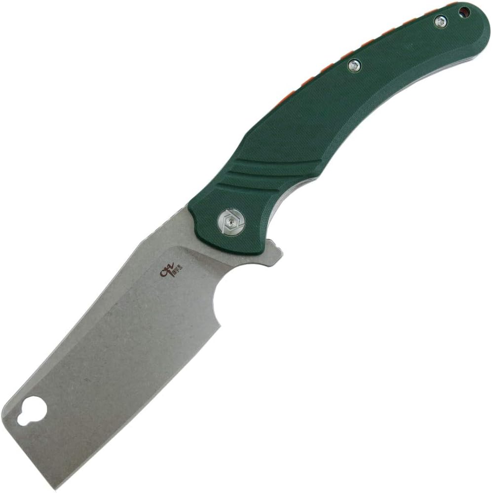 Eafengrow CH3531-G10 – Cuchillo plegable D2 con hoja de acero para acampar, mango G10, mecanismo de bloqueo confiable, cuchillo aleta para