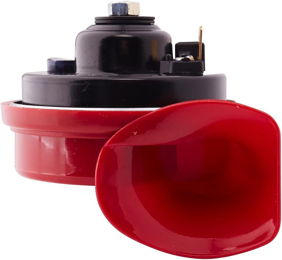 HELLA 3FH 007 424-811 Trompeta Horn – TE16 – 12V – 110dB (A) – Rango de frecuencia 400500Hz – Eléctrico – Color de la carcasa RojoNegro – Conector