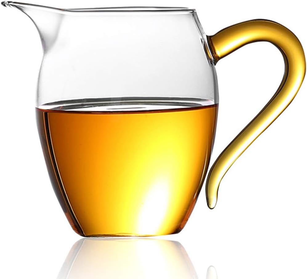 Jarra de vidrio para servir leche con boquilla, Gong Dao Bei o Cha Hai para té Kung Fucafé o crema taza para compartir HB-GB-2 (11.8 oz 11.8 fl oz)