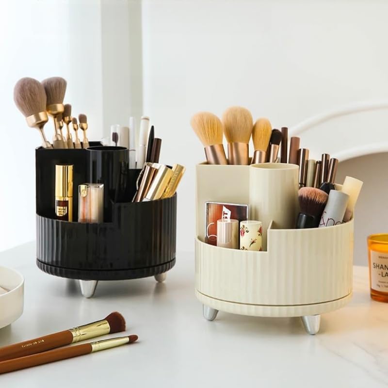 Soporte para brochas de maquillaje, organizador de brochas de maquillaje giratorio de 360 para tocador, organizador de almacenamiento de brochas de