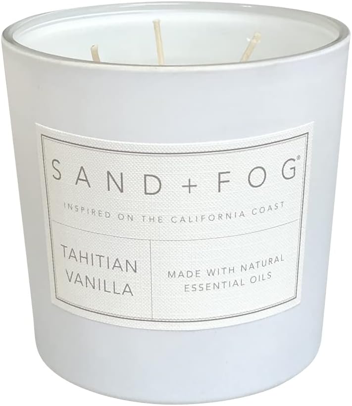 Sand + Fog Velas perfumadas  Vainilla de Tahití  Aromas y tamaños adicionales  3 mechas 100% algodón sin plomo  Velas de lujo para ambientar