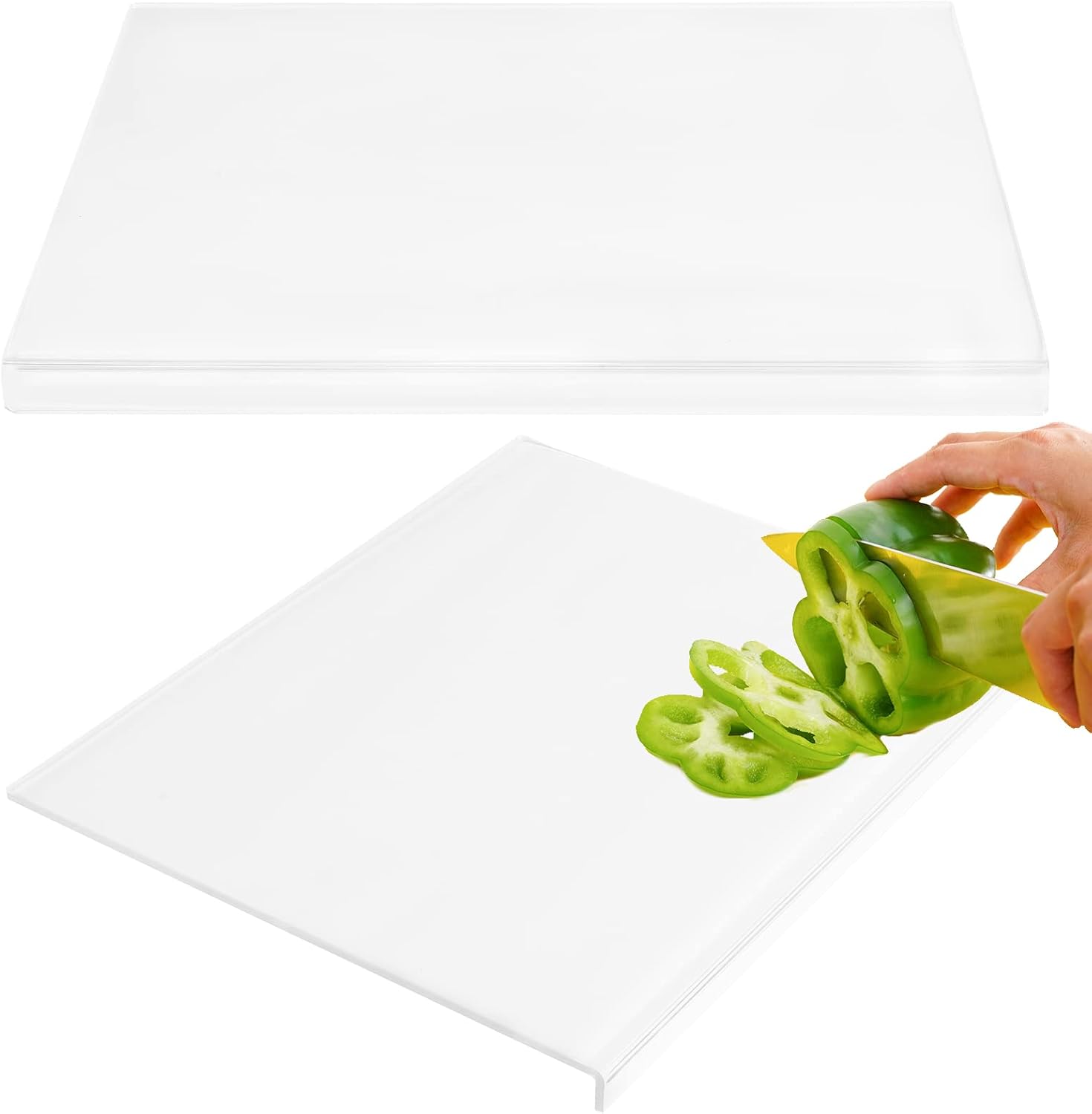 Tablas de cortar acrílicas para encimera de cocina, tabla de cortar acrílica antideslizante transparente, tabla de cortar acrílica con borde de
