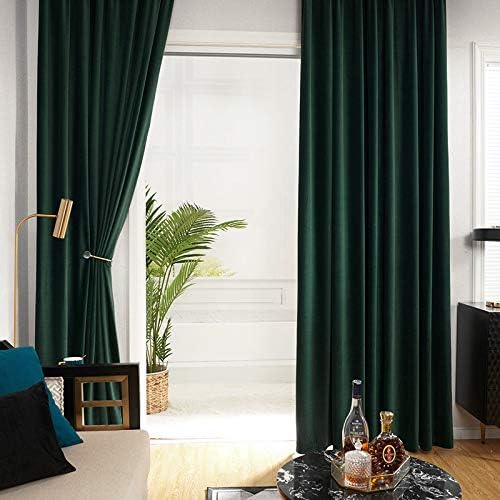 MYRU 1 par de cortinas opacas de terciopelo nórdico de lujo verde oscuro para dormitorio y sala de estar (2 x 54 x 84 pulgadas, verde oscuro)