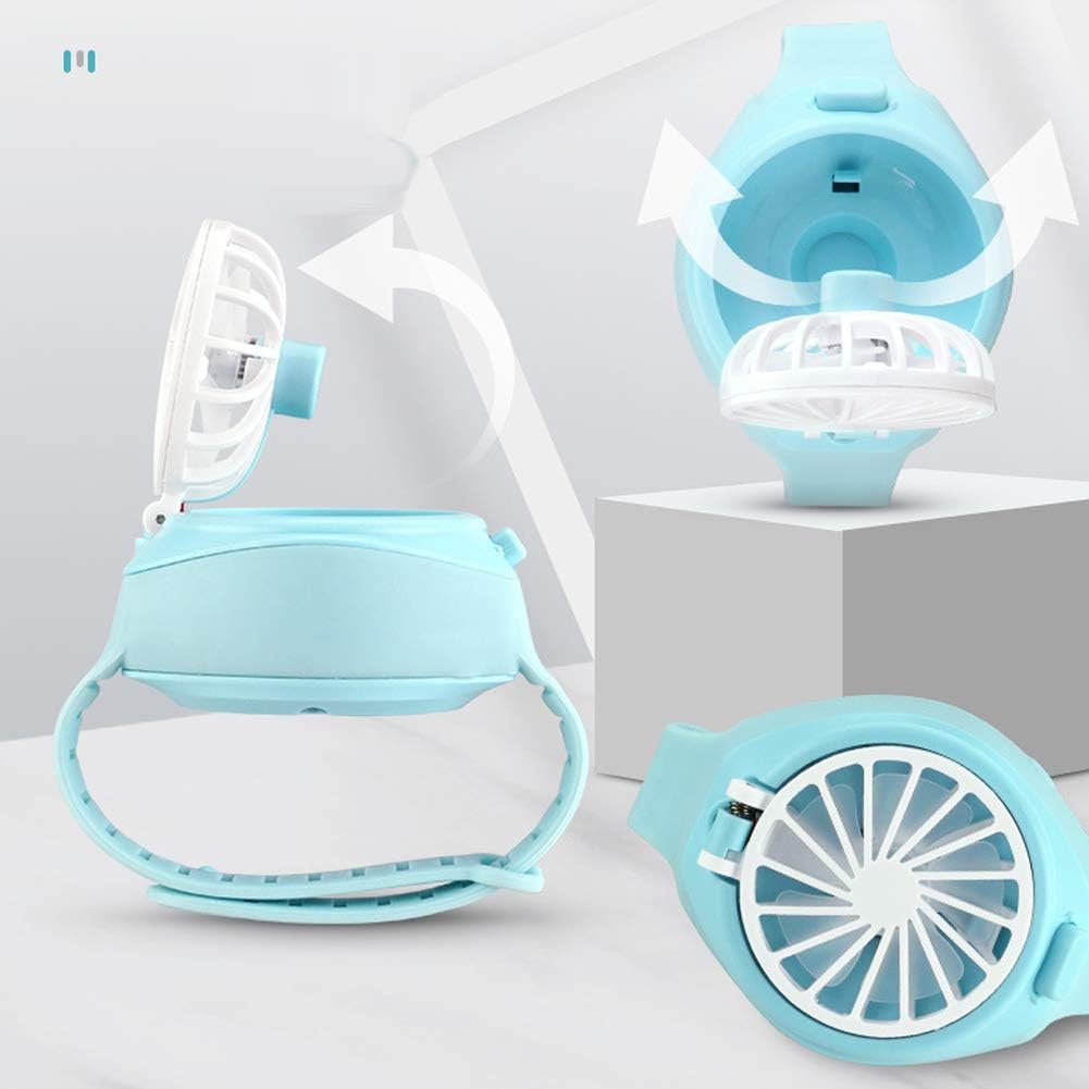Ventilador con forma de reloj, 3.7 V 11.0×2.4 in, batería de polímero oscilante, ventilador de torre para exteriores, ventilador personal con correa