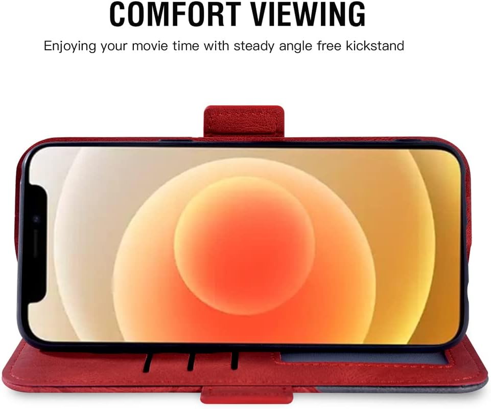 Asuwish Compatible con iPhone 12 Mini 5.4 Funda tipo cartera y protector de pantalla de vidrio templado, soporte de ranura para tarjetas, soporte