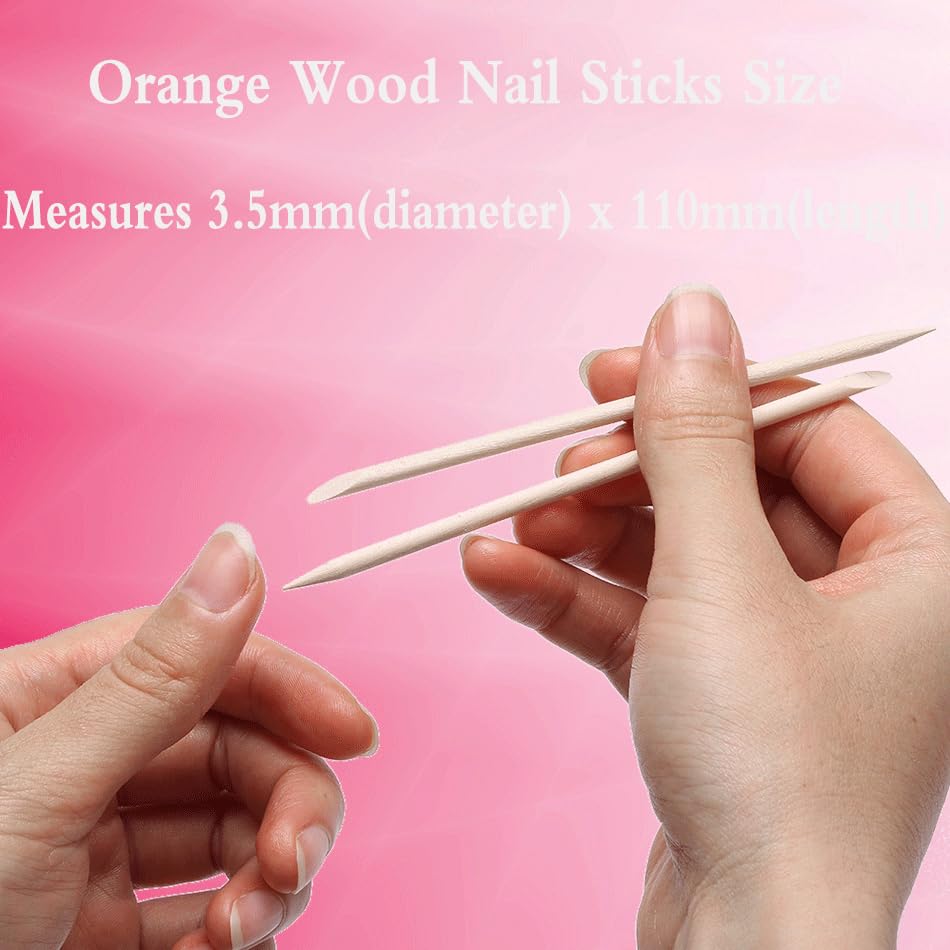 Borogo – 120 unidades de palitos naranjas para uñas, palitos de madera naranja de doble cara, multifuncional, removedor de cutículas, herramienta de