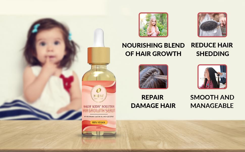 Spray acondicionador sin enjuague para rizos y aceite para el cabello para niños con aceite de coco y ricino. Hidratante diario, desenredante y