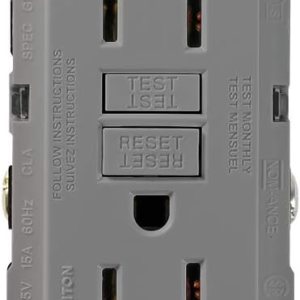 Leviton GFNT1-HGG 15A-125V Receptáculo GFCI de autoprueba dúplex extraresistente de grado hospitalario no resistente a manipulaciones, gris, 15 Leviton GFNT1-HGG 15A-125V Receptáculo GFCI de autoprueba dúplex extraresistente de grado hospitalario no resistente a manipulaciones, gris, 15