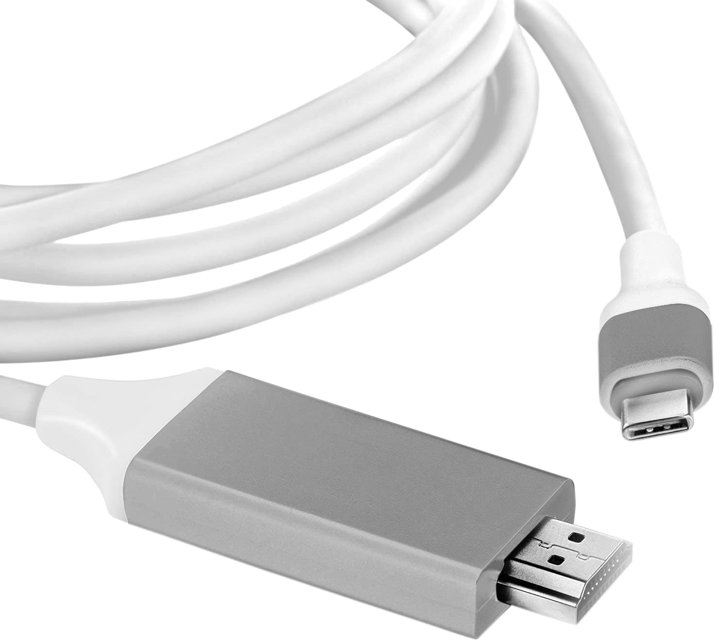 Cable HDMI USB-CPD 4K compatible con Nothing Ear 1 con cable completo de 2160 p30 Hz, 6 pies6.6ft blanco, compatible con Thunderbolt 3