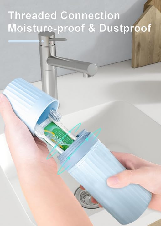 Estuche de viaje para cepillo de dientes, soporte para vasos de cepillo de dientes de viaje azul para cepillo de dientes y pasta de dientes,