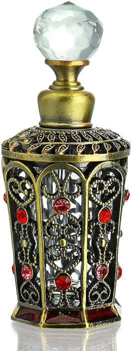 YU FENG Frascos de perfume de cristal antiguos vacíos vintage con joyas decorativas de lujo para frascos de perfume (0.3 fl oz)