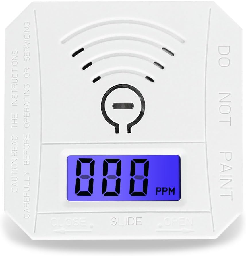 Detector de monóxido de carbono, mini alarma portátil de monóxido de carbono, alarma de monóxido de carbono con batería sin enchufe, color blanco