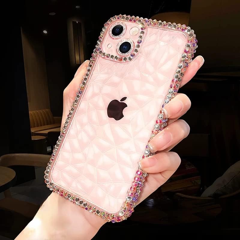 Casechics Funda compatible con iPhone, funda de lujo con purpurina y diamantes brillantes, protección para lente de cámara, transparente, suave, a