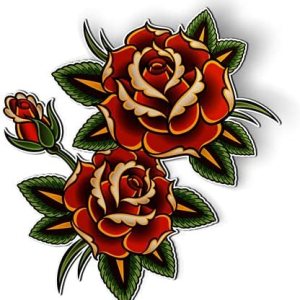 Red Roses Tattoo Retro Syle – Imán de 5.5 pulgadas para nevera y casillero de coche Red Roses Tattoo Retro Syle – Imán de 5.5 pulgadas para nevera y casillero de coche