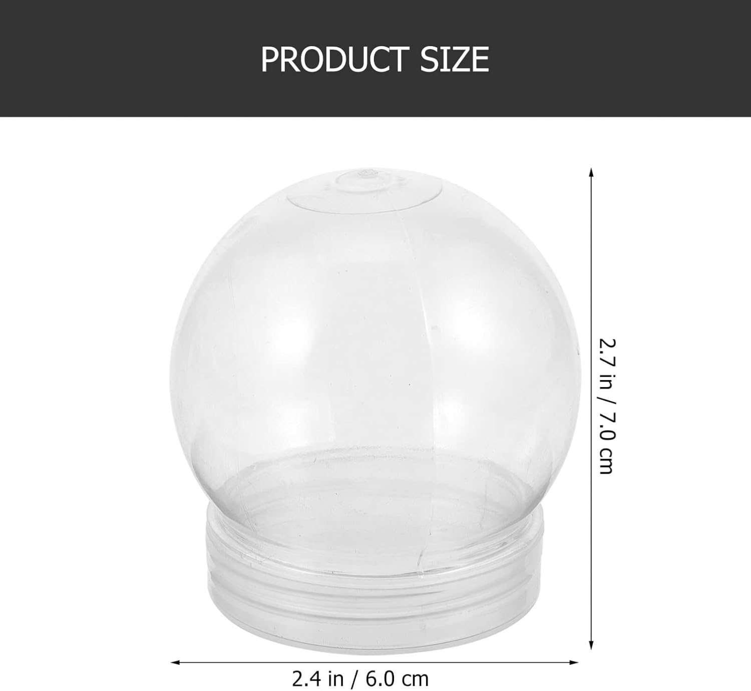 Globo de nieve de plástico, 10 unidades, globo de agua de plástico transparente de 4 pulgadas, globo de nieve transparente con tapa de rosca para